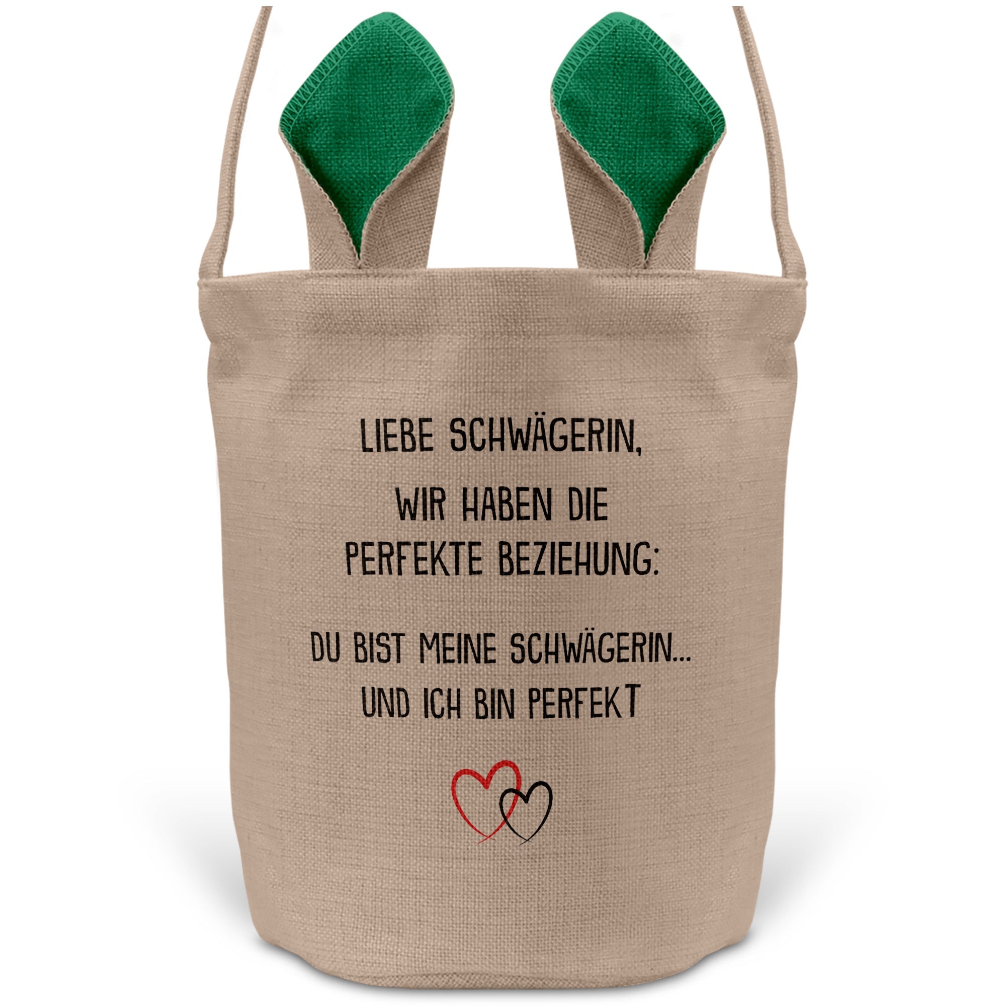 22Feels® Schwägerin Osterkorb mit Henkel Ostergeschenk Tragetasche Ostern Deko Osternest Körbchen Hasenohren (Beige/Grün)-Ostern Tragetasche-22Feels