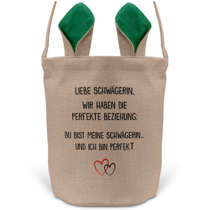 22Feels® Schwägerin Osterkorb mit Henkel Ostergeschenk Tragetasche Ostern Deko Osternest Körbchen Hasenohren (Beige/Grün)-Ostern Tragetasche-22Feels