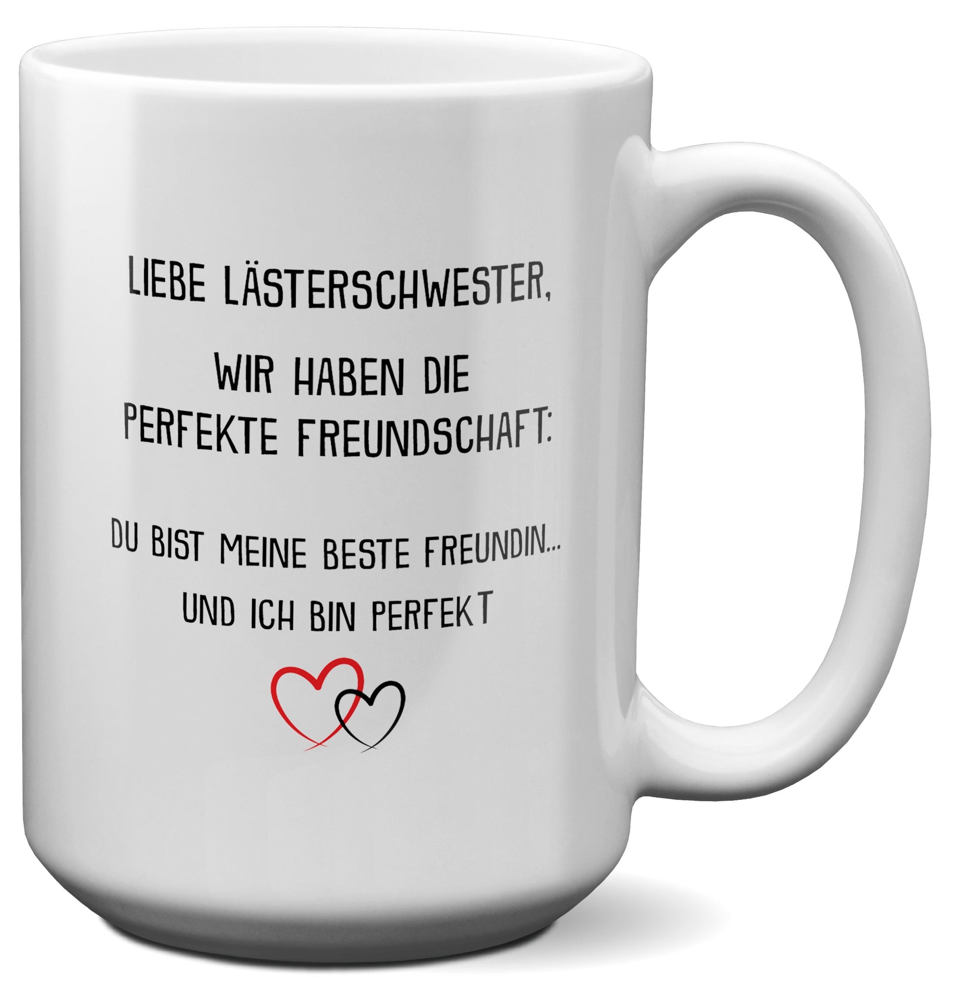 22Feels® Beste Freundin Geschenk - XL Tasse mit Spruch: Die perfekte Freundschaft (Weiss, 440ml)-Weisse XL Tasse 440ml-22Feels