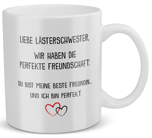 22Feels® Geschenk für Beste Freundin - Tasse mit Spruch: Die Perfekte Freunschaft (Weiss, 320ml)-Weisse Tasse 320ml-22Feels