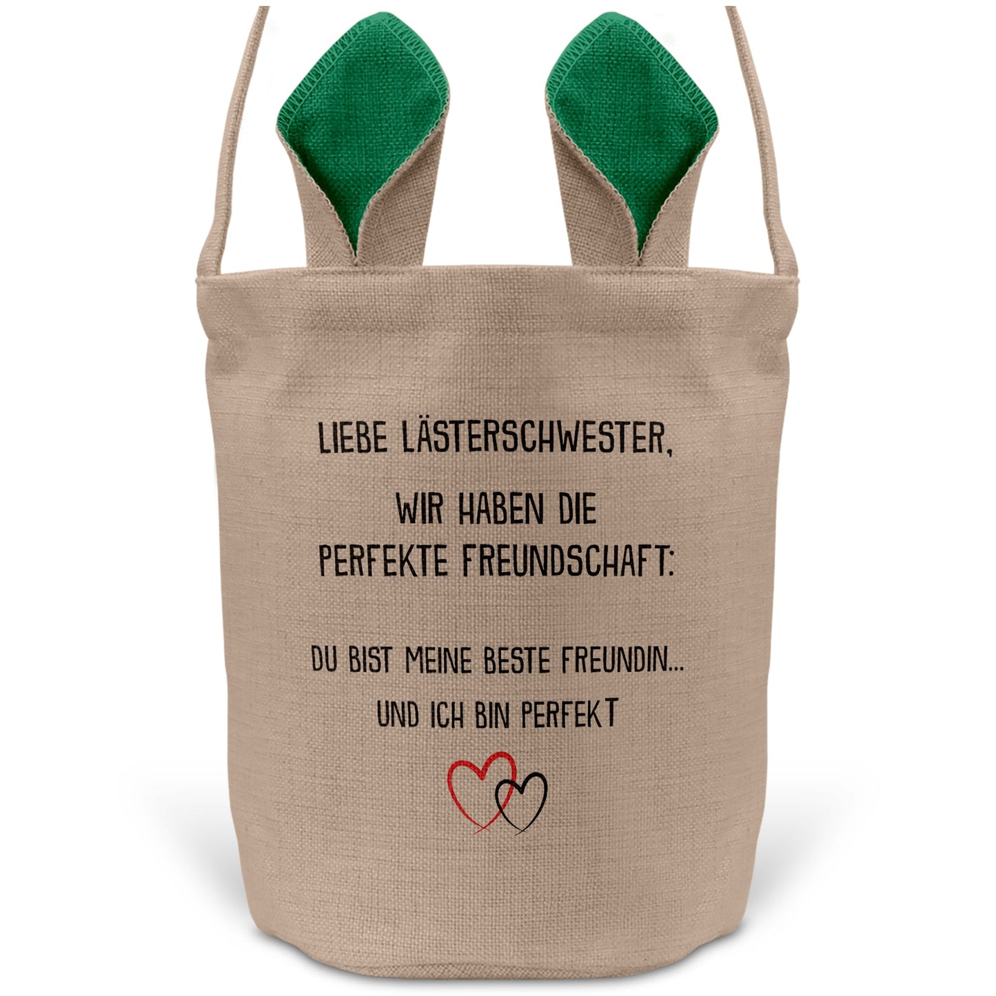 22Feels® Beste Freundin BFF Osterkorb mit Henkel Ostergeschenk Tragetasche Ostern Deko Osternest Körbchen Hasenohren (Beige/Grün)-Ostern Tragetasche-22Feels