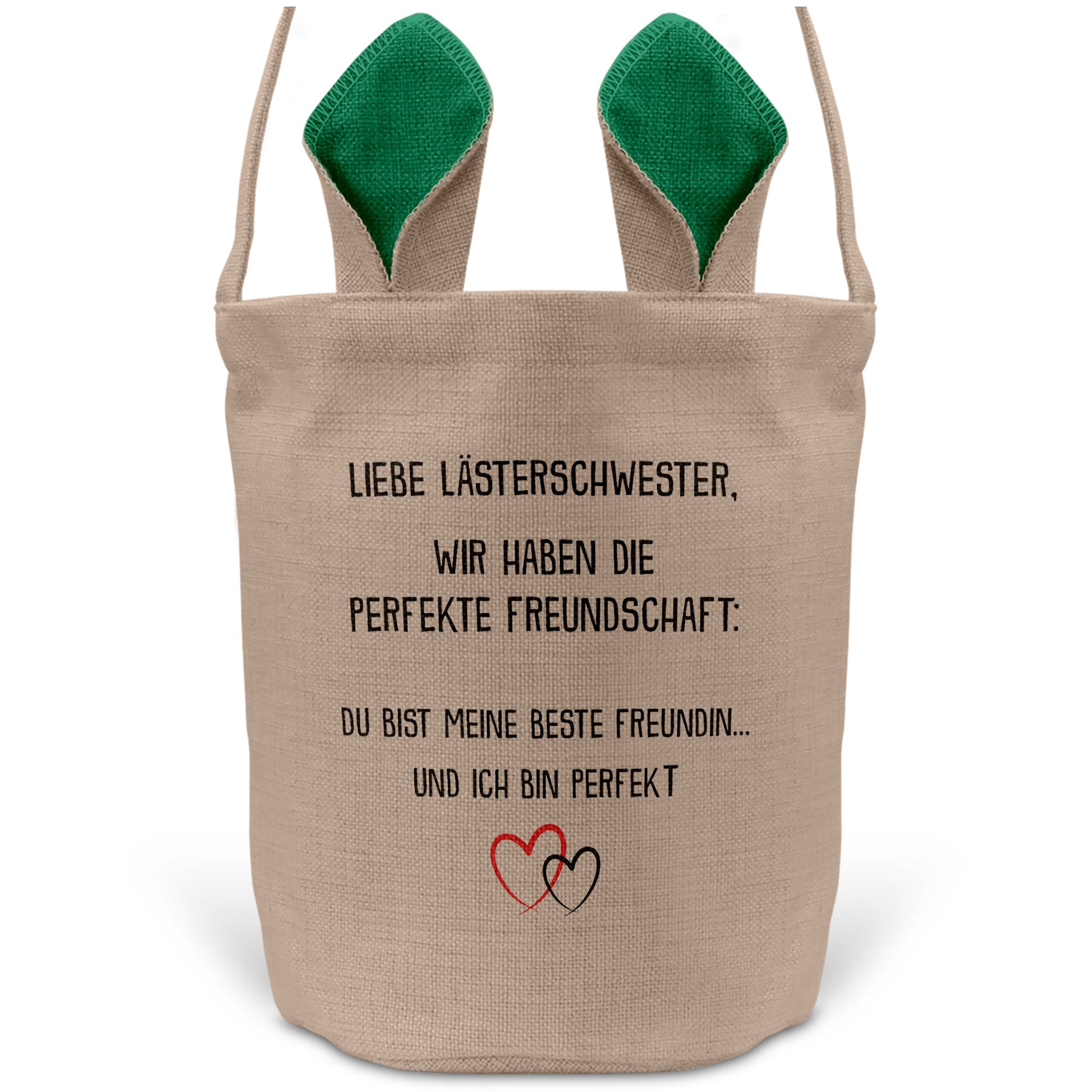 22Feels® Beste Freundin BFF Osterkorb mit Henkel Ostergeschenk Tragetasche Ostern Deko Osternest Körbchen Hasenohren (Beige/Grün)-Ostern Tragetasche-22Feels