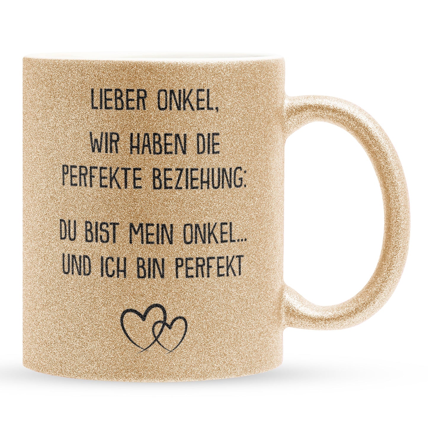 22Feels® Onkel Geschenk - Glitzertasse mit Spruch (Gold, 320ml)-Glitzertasse Gold 320ml-22Feels