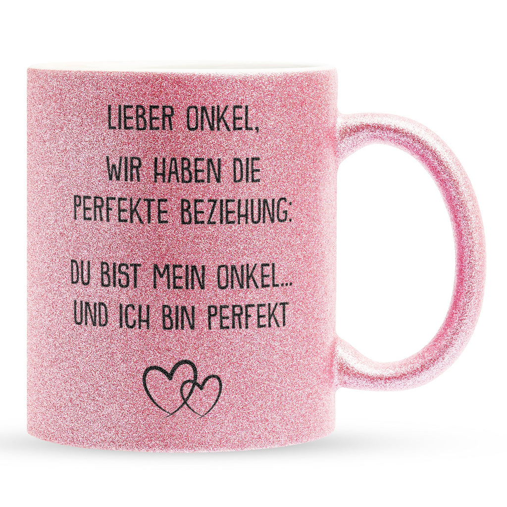 22Feels® Onkel Geschenk - Glitzertasse mit Spruch (Pink, 320ml)-Glitzertasse Pink 320ml-22Feels