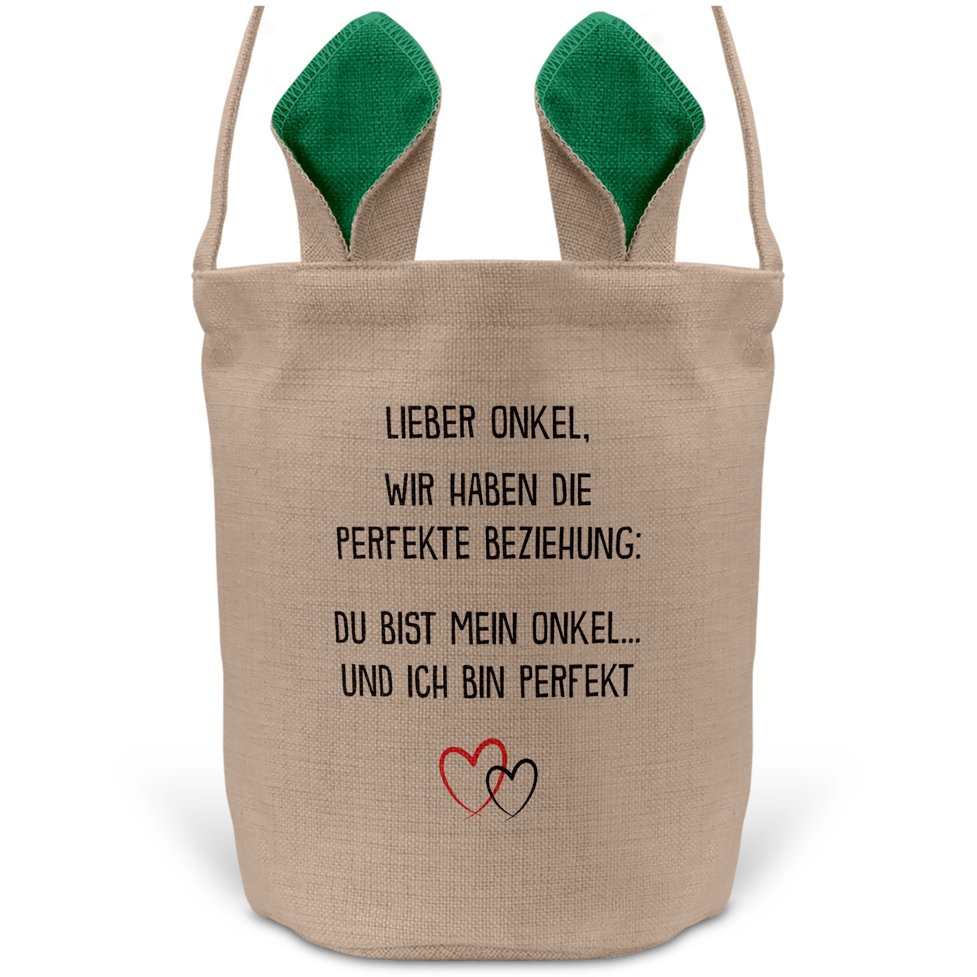 22Feels® Onkel Osterkorb mit Henkel Ostergeschenk Tragetasche Ostern Deko Osternest Körbchen Hasenohren (Beige/Grün)-Ostern Tragetasche-22Feels