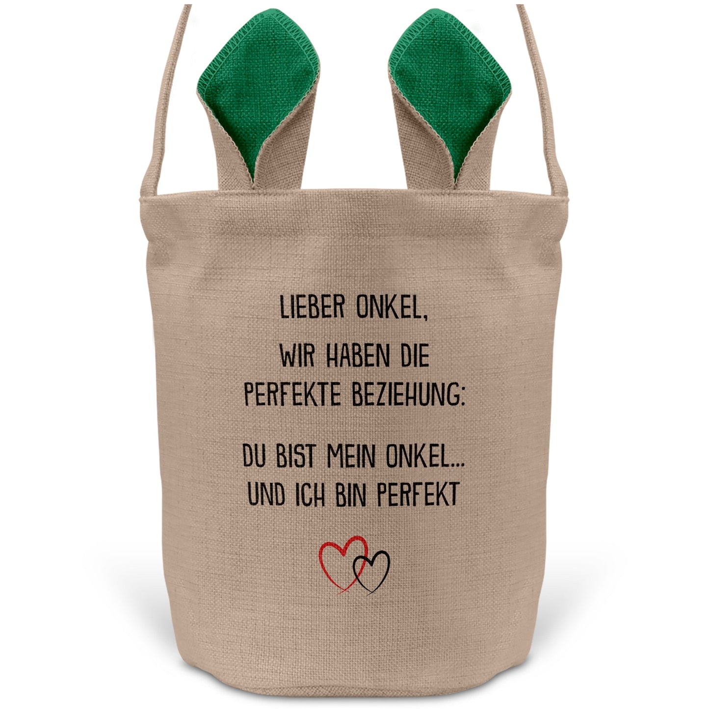 22Feels® Onkel Osterkorb mit Henkel Ostergeschenk Tragetasche Ostern Deko Osternest Körbchen Hasenohren (Beige/Grün)-Ostern Tragetasche-22Feels