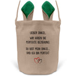 22Feels® Onkel Osterkorb mit Henkel Ostergeschenk Tragetasche Ostern Deko Osternest Körbchen Hasenohren (Beige/Grün)-Ostern Tragetasche-22Feels
