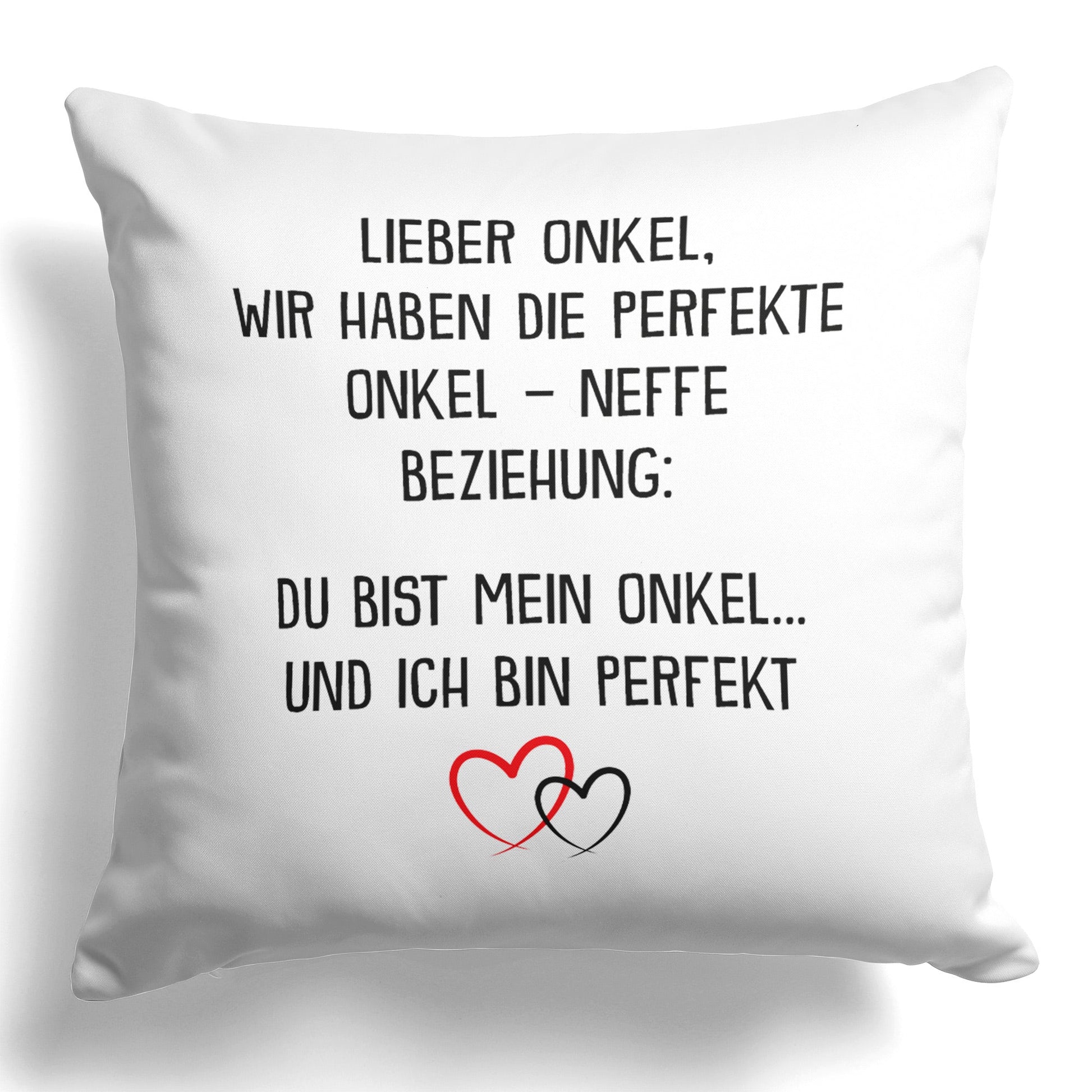 22Feels® Onkel Geschenk vom Neffen - Kissen mit Spruch (Weiss 40x40cm)-Kissen Weiss 40x40-22Feels
