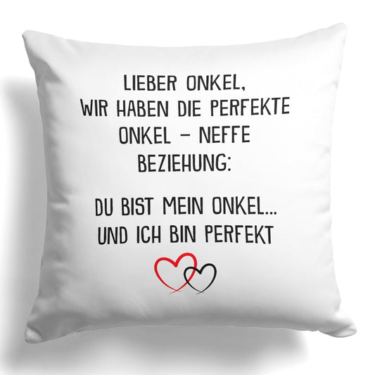 22Feels® Onkel Geschenk vom Neffen - Kissen mit Spruch (Weiss 40x40cm)-Kissen Weiss 40x40-22Feels