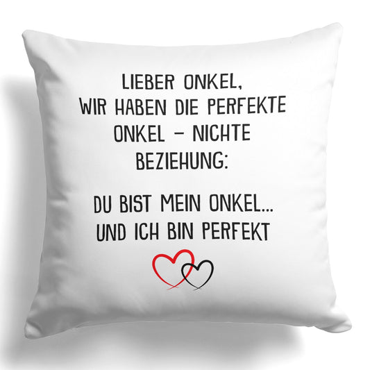 22Feels® Onkel Geschenk von der Nichte - Kissen mit Spruch (Weiss 40x40cm)-Kissen Weiss 40x40-22Feels
