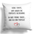 22Feels® Tante Geschenk - Kissen mit Spruch (Weiss 40x40cm)-Kissen Weiss 40x40-22Feels