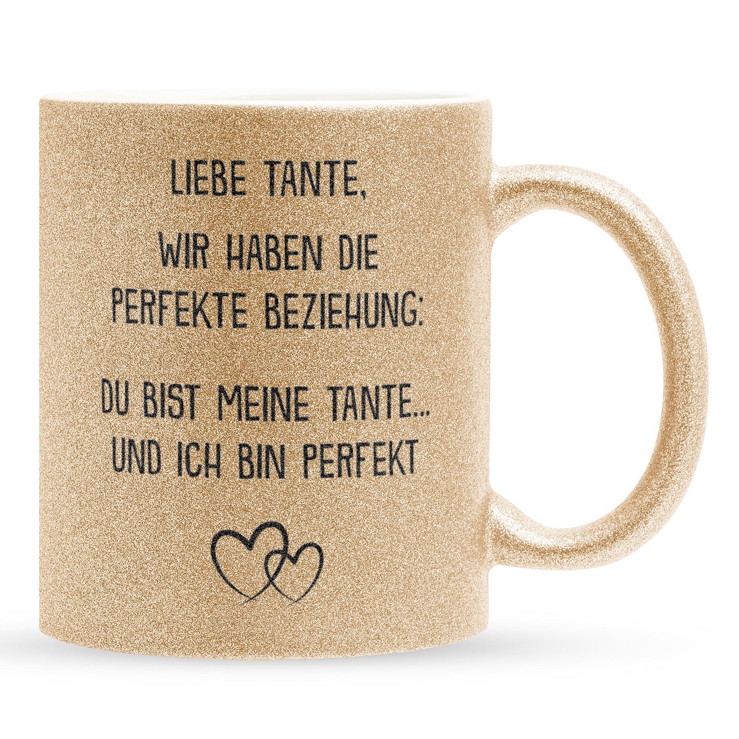 22Feels® Tante Geschenk - Glitzertasse mit Spruch (Gold, 320ml)-Glitzertasse Gold 320ml-22Feels