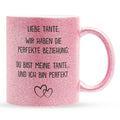 22Feels® Tante Geschenk - Glitzertasse mit Spruch (Pink, 320ml)-Glitzertasse Pink 320ml-22Feels