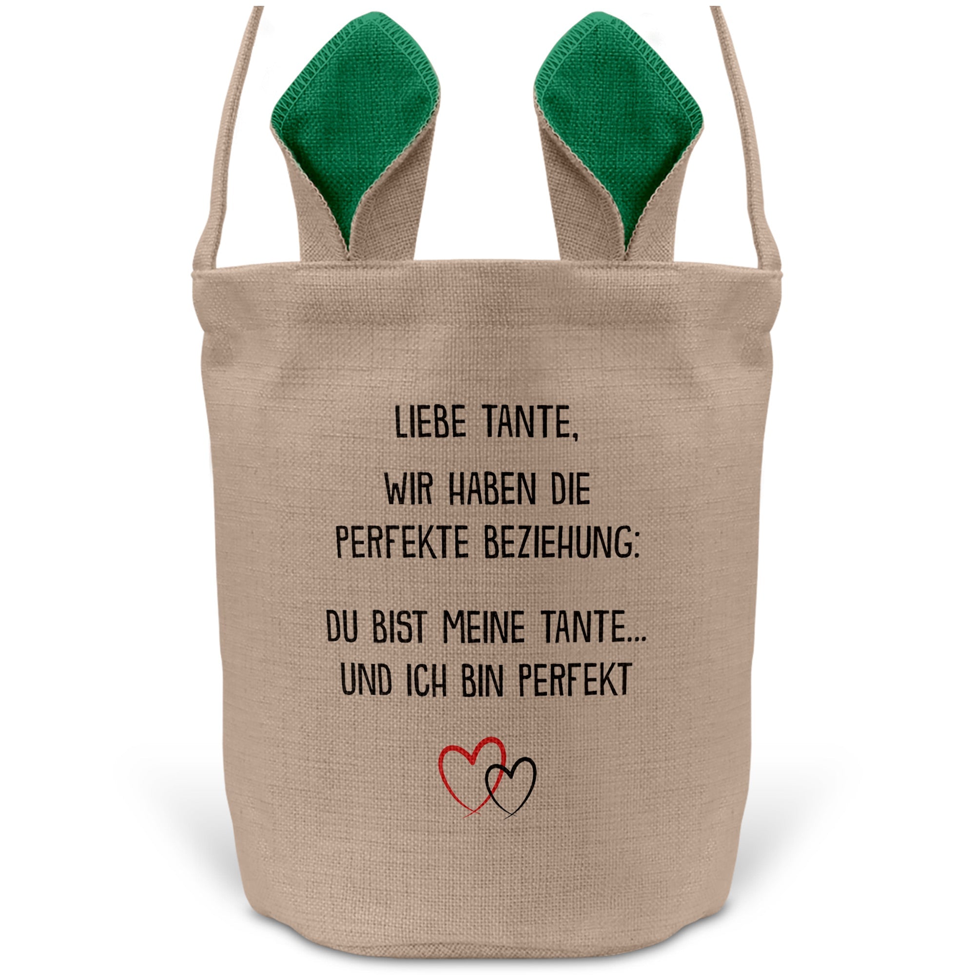 22Feels® Tante Osterkorb mit Henkel Ostergeschenk Tragetasche Ostern Deko Osternest Körbchen Hasenohren (Beige/Grün)-Ostern Tragetasche-22Feels