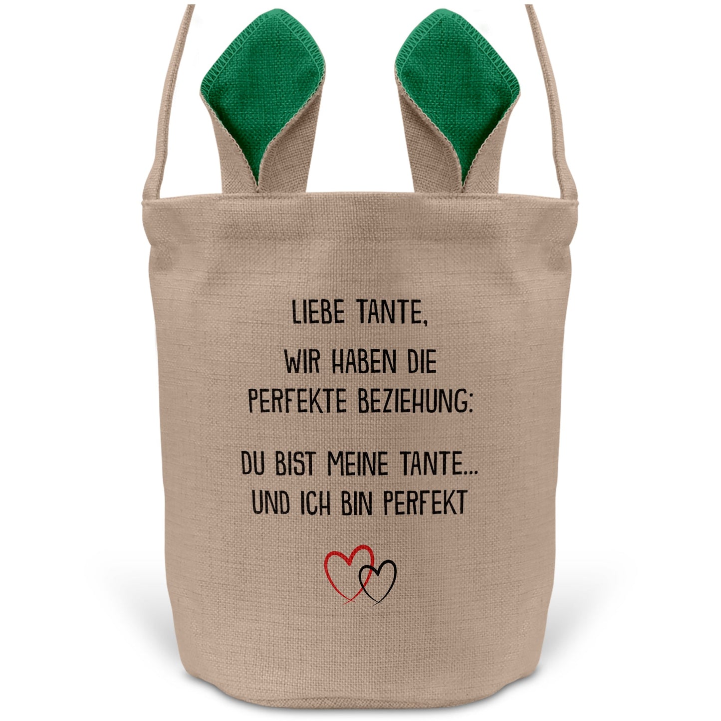 22Feels® Tante Osterkorb mit Henkel Ostergeschenk Tragetasche Ostern Deko Osternest Körbchen Hasenohren (Beige/Grün)-Ostern Tragetasche-22Feels