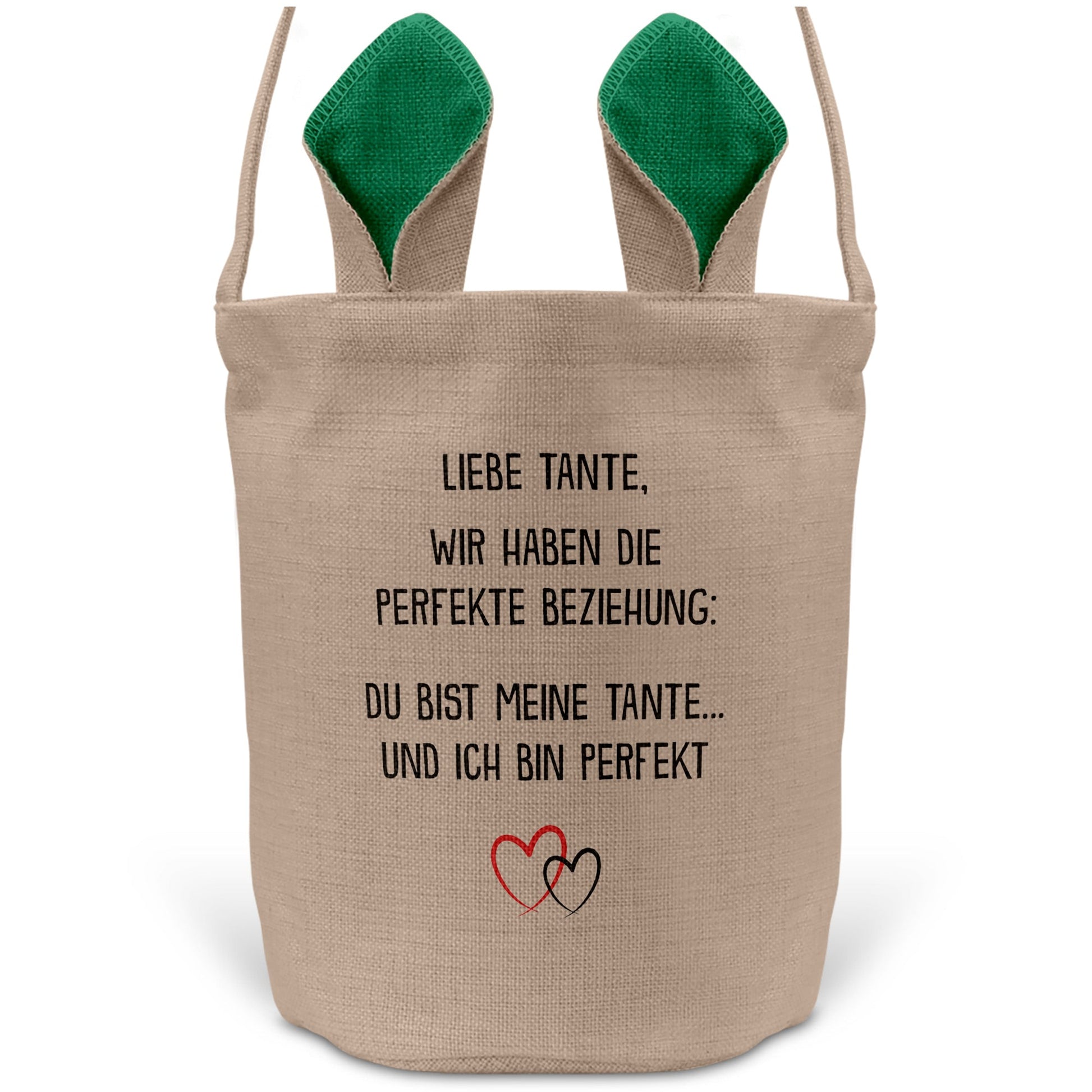 22Feels® Tante Osterkorb mit Henkel Ostergeschenk Tragetasche Ostern Deko Osternest Körbchen Hasenohren (Beige/Grün)-Ostern Tragetasche-22Feels