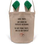 22Feels® Tante Osterkorb mit Henkel Ostergeschenk Tragetasche Ostern Deko Osternest Körbchen Hasenohren (Beige/Grün)-Ostern Tragetasche-22Feels