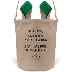 22Feels® Tante Osterkorb mit Henkel Ostergeschenk Tragetasche Ostern Deko Osternest Körbchen Hasenohren (Beige/Grün)-Ostern Tragetasche-22Feels