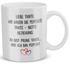 22Feels® Tante Geschenk von Neffe - Tasse mit Spruch: Die Perfekte Beziehung (Weiss, 320ml)-Weisse Tasse 320ml-22Feels