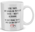 22Feels® Tante Geschenk von Nichte - Tasse mit Spruch: Die Perfekte Beziehung (Weiss, 320ml)-Weisse Tasse 320ml-22Feels