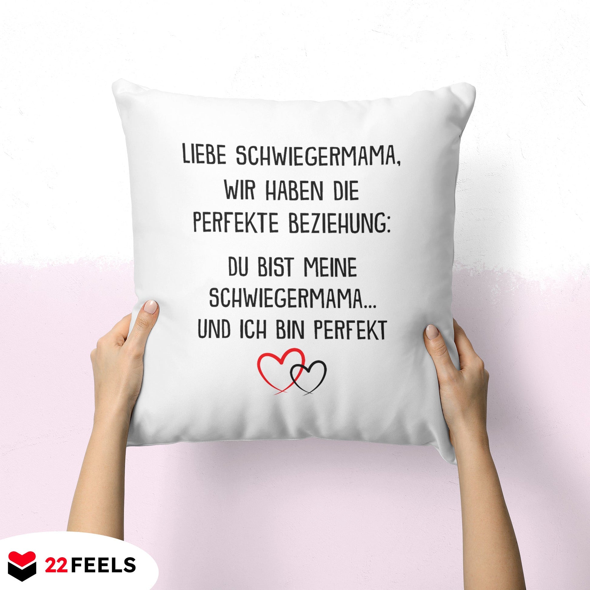 22Feels® Schwiegermama Geschenk - Kissen mit Spruch (Weiss 40x40cm)-Kissen Weiss 40x40-22Feels