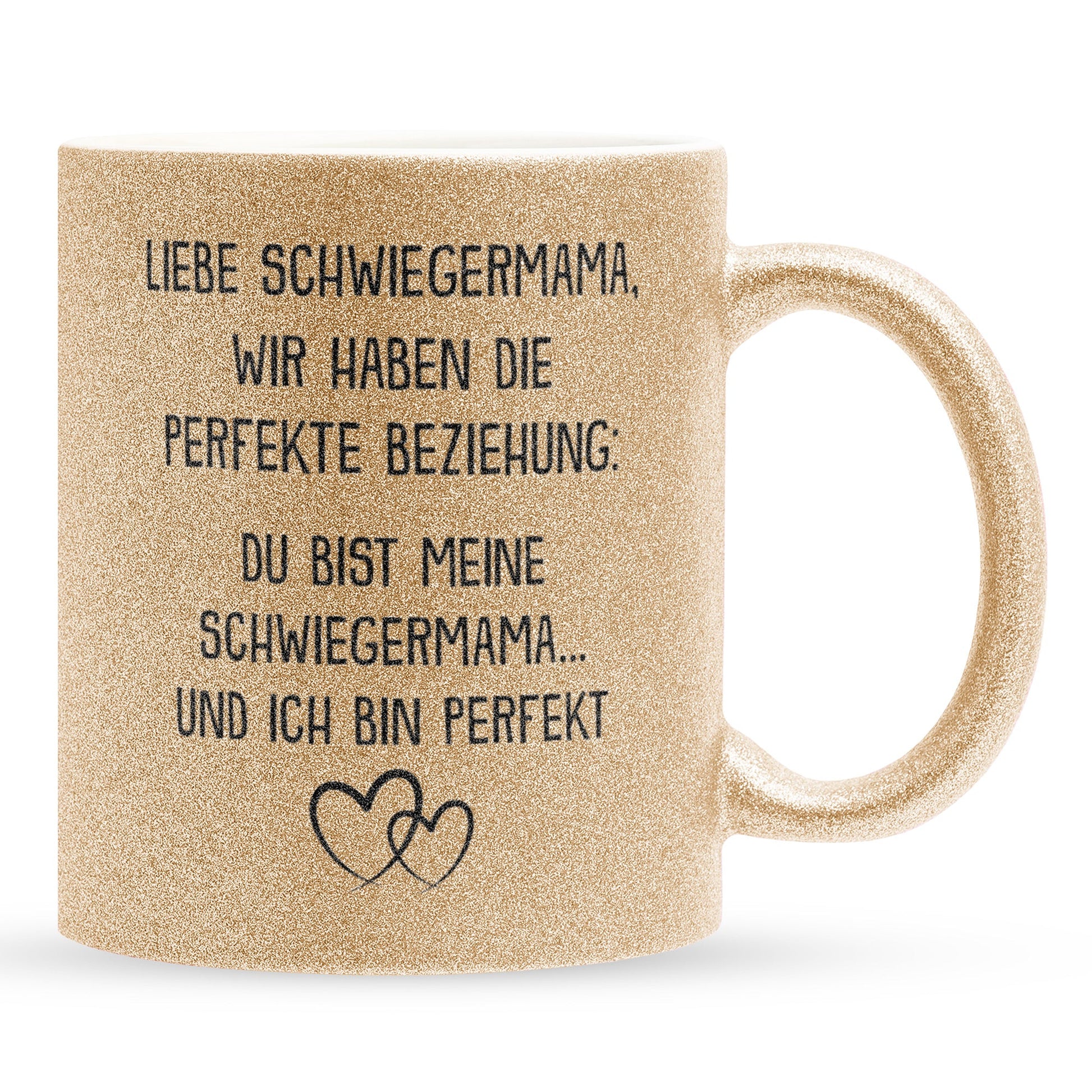 22Feels® Schwiegermama Geschenk - Glitzertasse mit Spruch (Gold, 320ml)-Glitzertasse Gold 320ml-22Feels