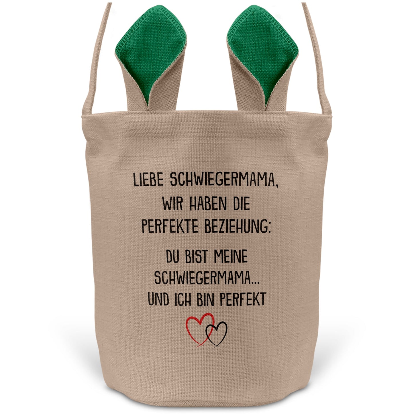 22Feels® Schwiegermama Schwiegereltern Osterkorb mit Henkel Ostergeschenk Tragetasche Ostern Deko Osternest Körbchen Hasenohren (Beige/Grün)-Ostern Tragetasche-22Feels
