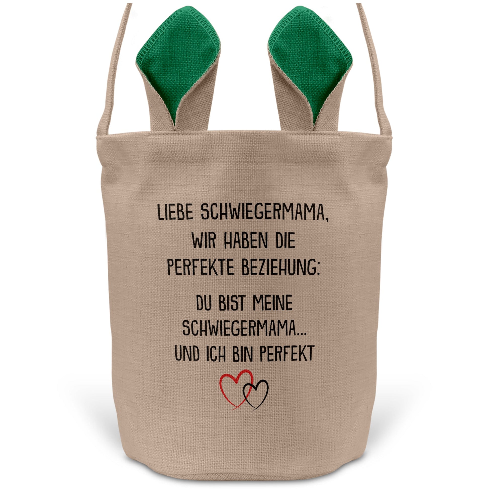 22Feels® Schwiegermama Schwiegereltern Osterkorb mit Henkel Ostergeschenk Tragetasche Ostern Deko Osternest Körbchen Hasenohren (Beige/Grün)-Ostern Tragetasche-22Feels
