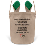 22Feels® Schwiegermama Schwiegereltern Osterkorb mit Henkel Ostergeschenk Tragetasche Ostern Deko Osternest Körbchen Hasenohren (Beige/Grün)-Ostern Tragetasche-22Feels