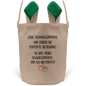 22Feels® Schwiegermama Schwiegereltern Osterkorb mit Henkel Ostergeschenk Tragetasche Ostern Deko Osternest Körbchen Hasenohren (Beige/Grün)-Ostern Tragetasche-22Feels
