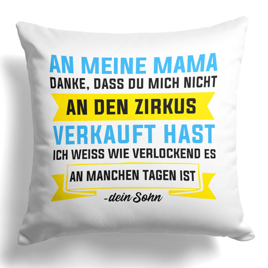 22Feels® Mama Geschenk vom Sohn - Kissen mit Spruch (Weiss 40x40cm)-Kissen Weiss 40x40-22Feels