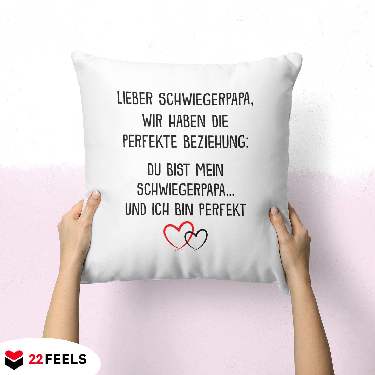 22Feels® Schwiegerpapa Geschenk - Kissen mit Spruch (Weiss 40x40cm)-Kissen Weiss 40x40-22Feels