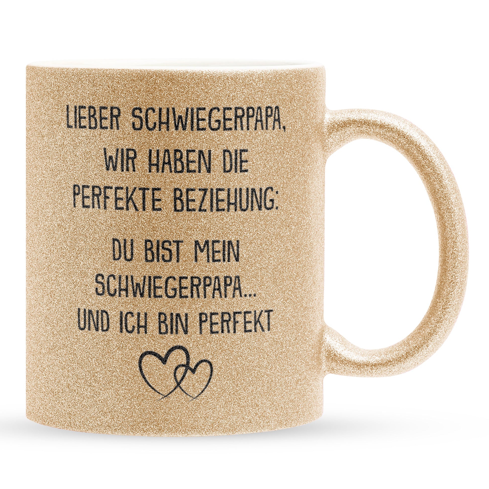 22Feels® Schwiegerpapa Geschenk - Glitzertasse mit Spruch (Gold, 320ml)-Glitzertasse Gold 320ml-22Feels