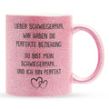 22Feels® Schwiegerpapa Geschenk - Glitzertasse mit Spruch (Pink, 320ml)-Glitzertasse Pink 320ml-22Feels