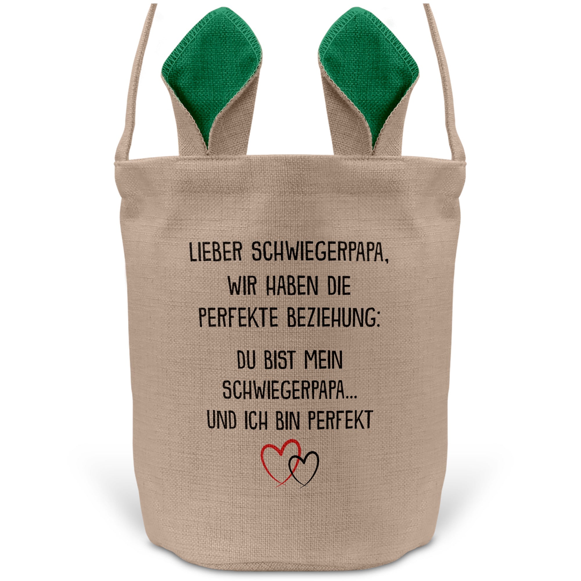 22Feels® Schwiegerpapa Osterkorb mit Henkel Ostergeschenk Tragetasche Ostern Deko Osternest Körbchen Hasenohren (Beige/Grün)-Ostern Tragetasche-22Feels