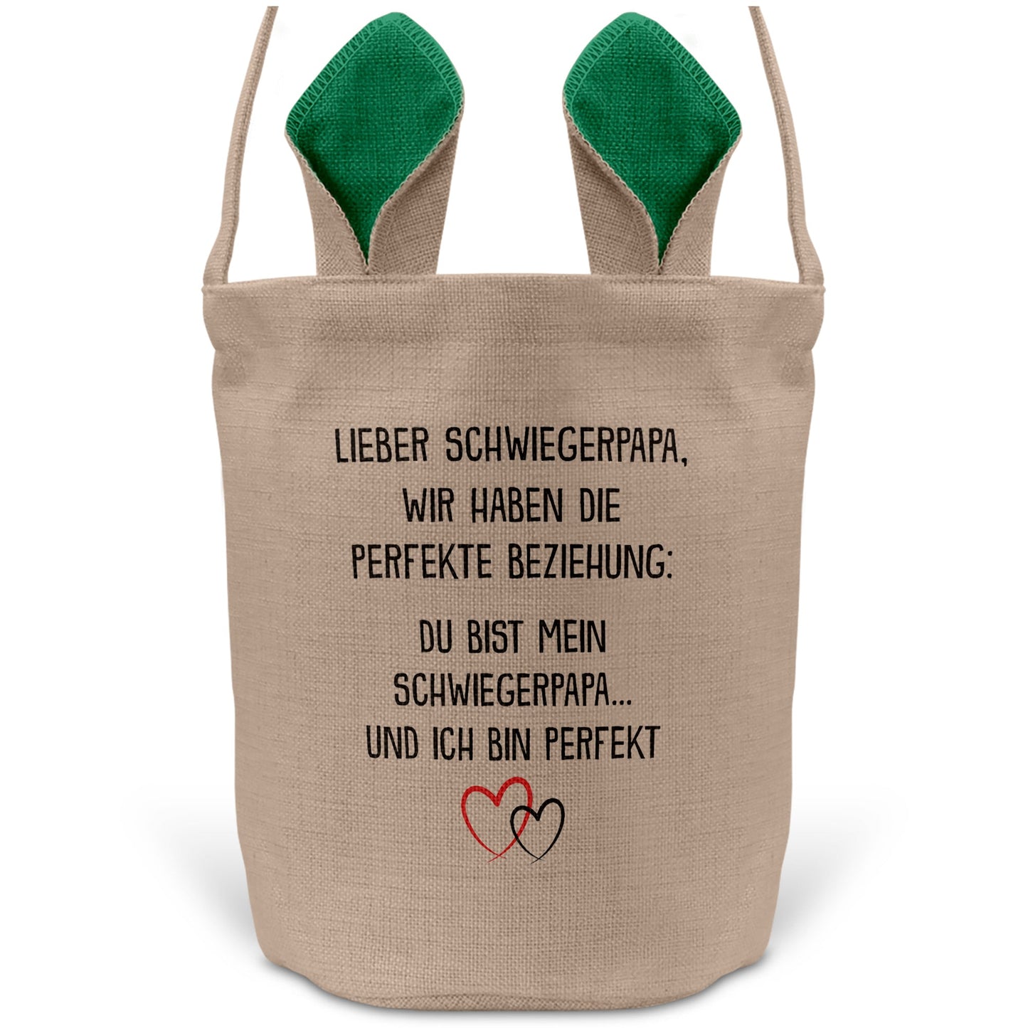 22Feels® Schwiegerpapa Osterkorb mit Henkel Ostergeschenk Tragetasche Ostern Deko Osternest Körbchen Hasenohren (Beige/Grün)-Ostern Tragetasche-22Feels