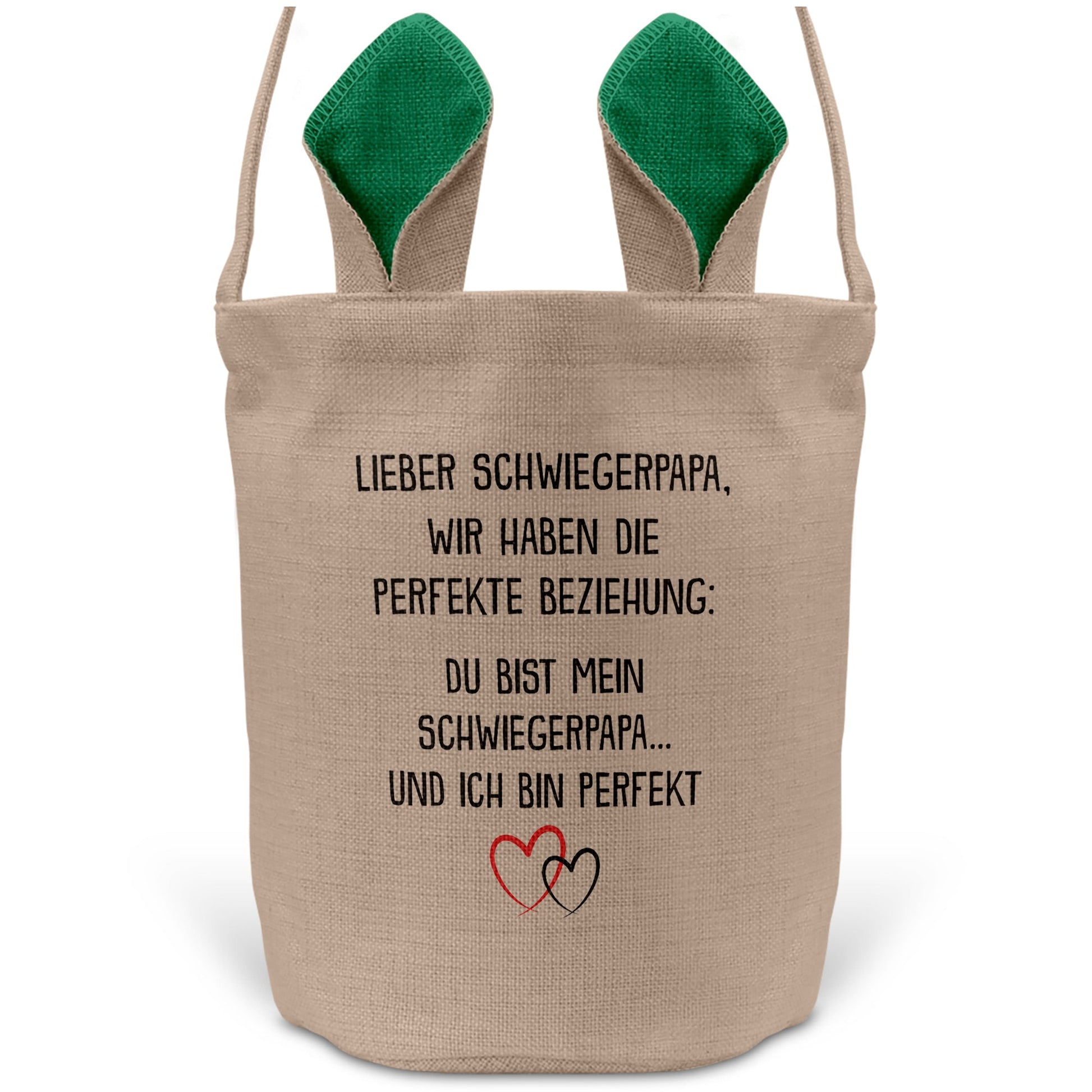 22Feels® Schwiegerpapa Osterkorb mit Henkel Ostergeschenk Tragetasche Ostern Deko Osternest Körbchen Hasenohren (Beige/Grün)-Ostern Tragetasche-22Feels