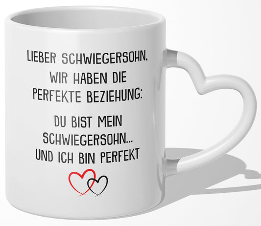 22Feels® Schwiegersohn Geschenk - Tasse mit Spruch (Herzhenkel, Weiss, 320ml)-Tasse Weiss Herzhenkel 320ml-22Feels