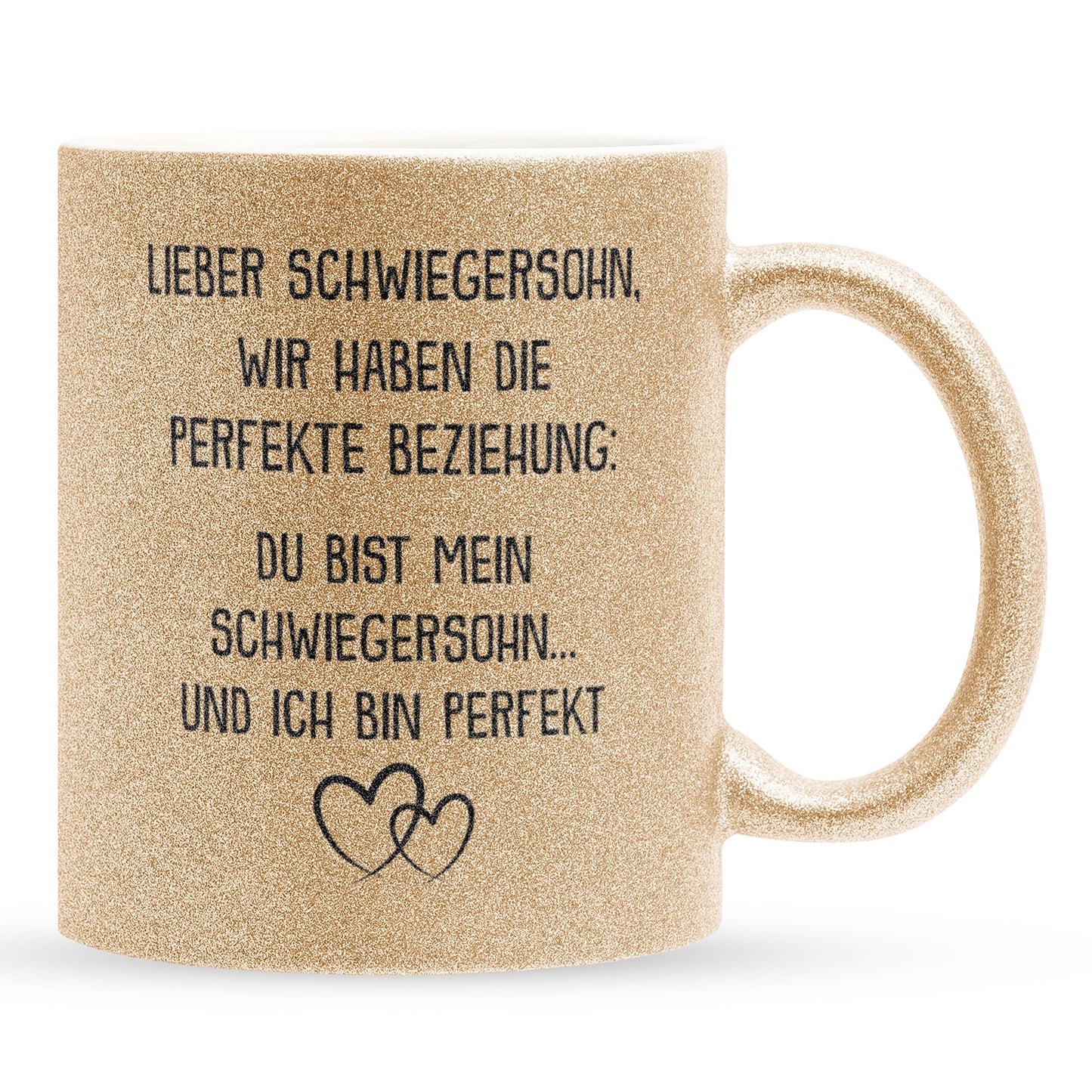 22Feels® Schwiegersohn Geschenk - Glitzertasse mit Spruch (Gold, 320ml)-Glitzertasse Gold 320ml-22Feels