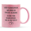 22Feels® Schwiegersohn Geschenk - Glitzertasse mit Spruch (Pink, 320ml)-Glitzertasse Pink 320ml-22Feels