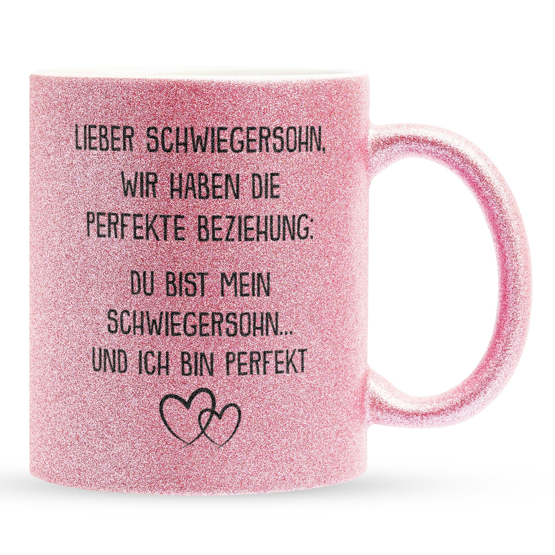 22Feels® Schwiegersohn Geschenk - Glitzertasse mit Spruch (Pink, 320ml)-Glitzertasse Pink 320ml-22Feels