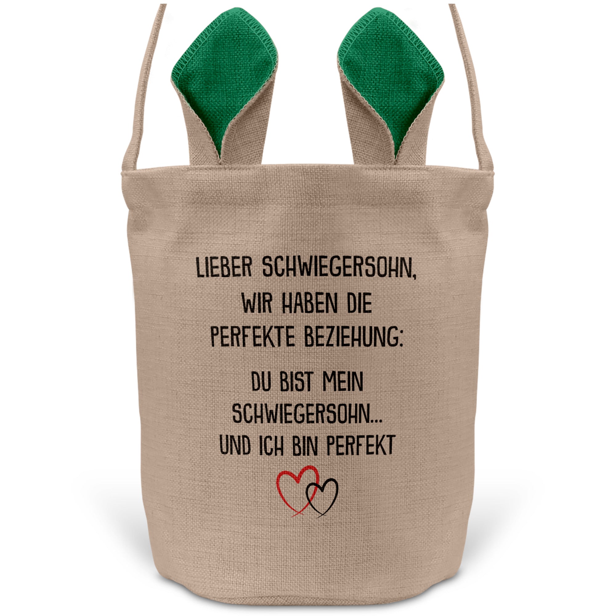 22Feels® Schwiegersohn Männer Osterkorb mit Henkel Ostergeschenk Tragetasche Ostern Deko Osternest Körbchen Hasenohren (Beige/Grün)-Ostern Tragetasche-22Feels