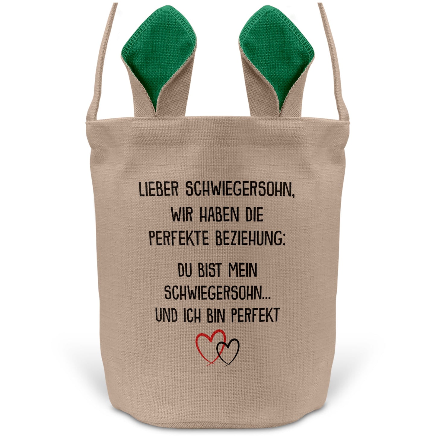 22Feels® Schwiegersohn Männer Osterkorb mit Henkel Ostergeschenk Tragetasche Ostern Deko Osternest Körbchen Hasenohren (Beige/Grün)-Ostern Tragetasche-22Feels