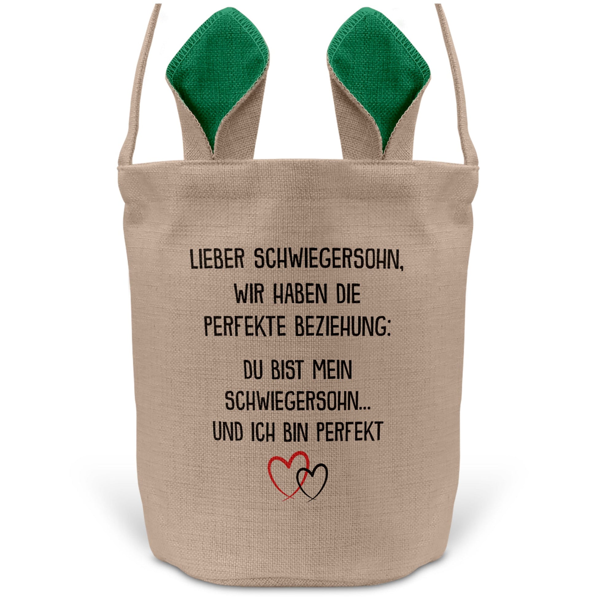 22Feels® Schwiegersohn Männer Osterkorb mit Henkel Ostergeschenk Tragetasche Ostern Deko Osternest Körbchen Hasenohren (Beige/Grün)-Ostern Tragetasche-22Feels