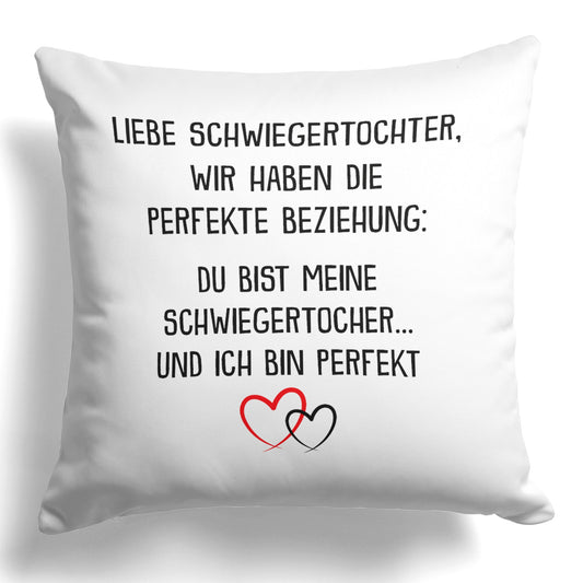22Feels® Schwiegertochter Geschenk - Kissen mit Spruch (Weiss 40x40cm)-Kissen Weiss 40x40-22Feels
