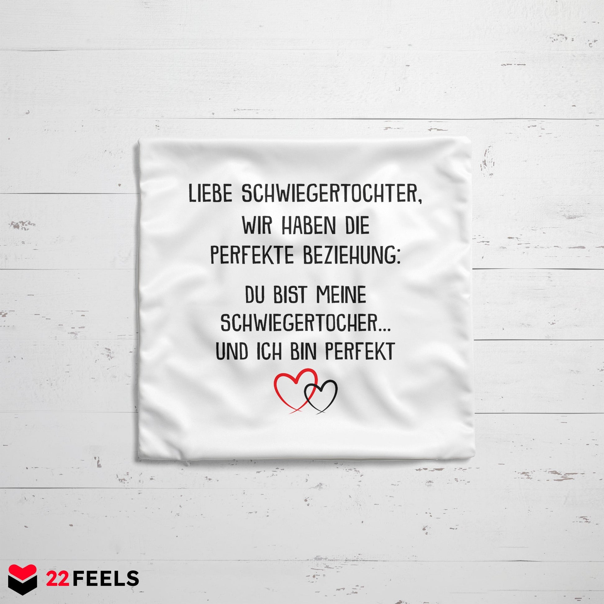 22Feels® Schwiegertochter Geschenk - Kissen mit Spruch (Weiss 40x40cm)-Kissen Weiss 40x40-22Feels
