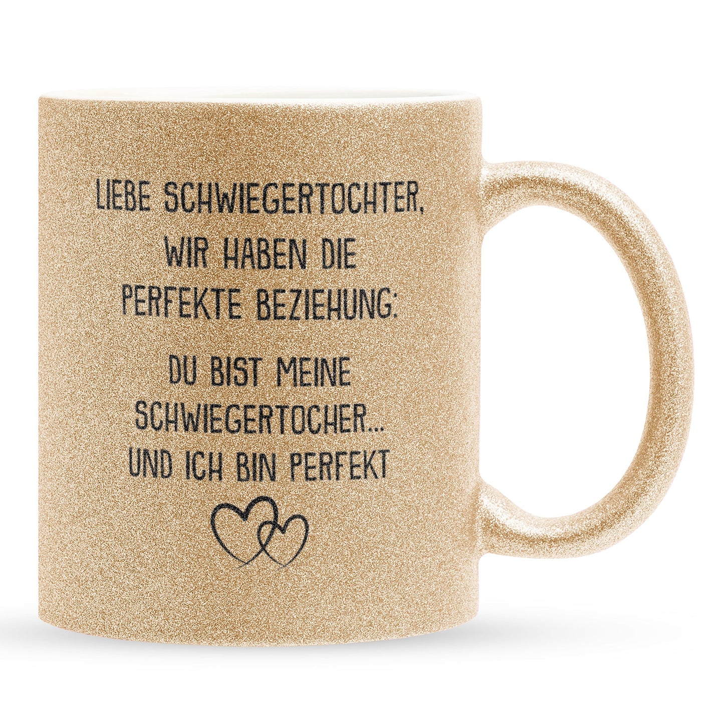 22Feels® Schwiegertochter Geschenk - Glitzertasse mit Spruch (Gold, 320ml)-Glitzertasse Gold 320ml-22Feels