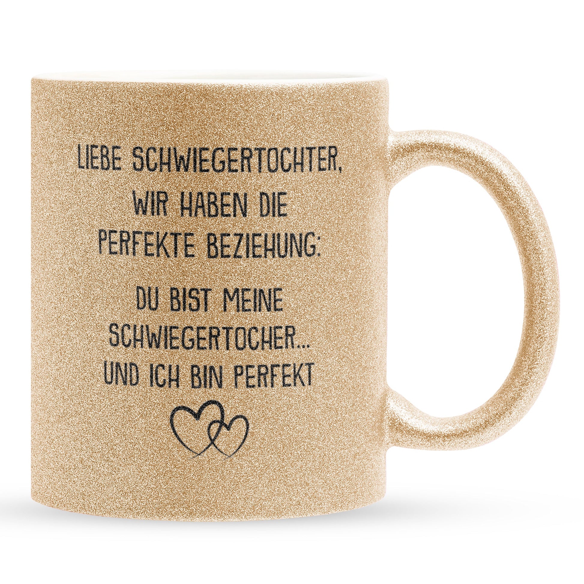 22Feels® Schwiegertochter Geschenk - Glitzertasse mit Spruch (Gold, 320ml)-Glitzertasse Gold 320ml-22Feels