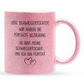22Feels® Schwiegertochter Geschenk - Glitzertasse mit Spruch (Pink, 320ml)-Glitzertasse Pink 320ml-22Feels