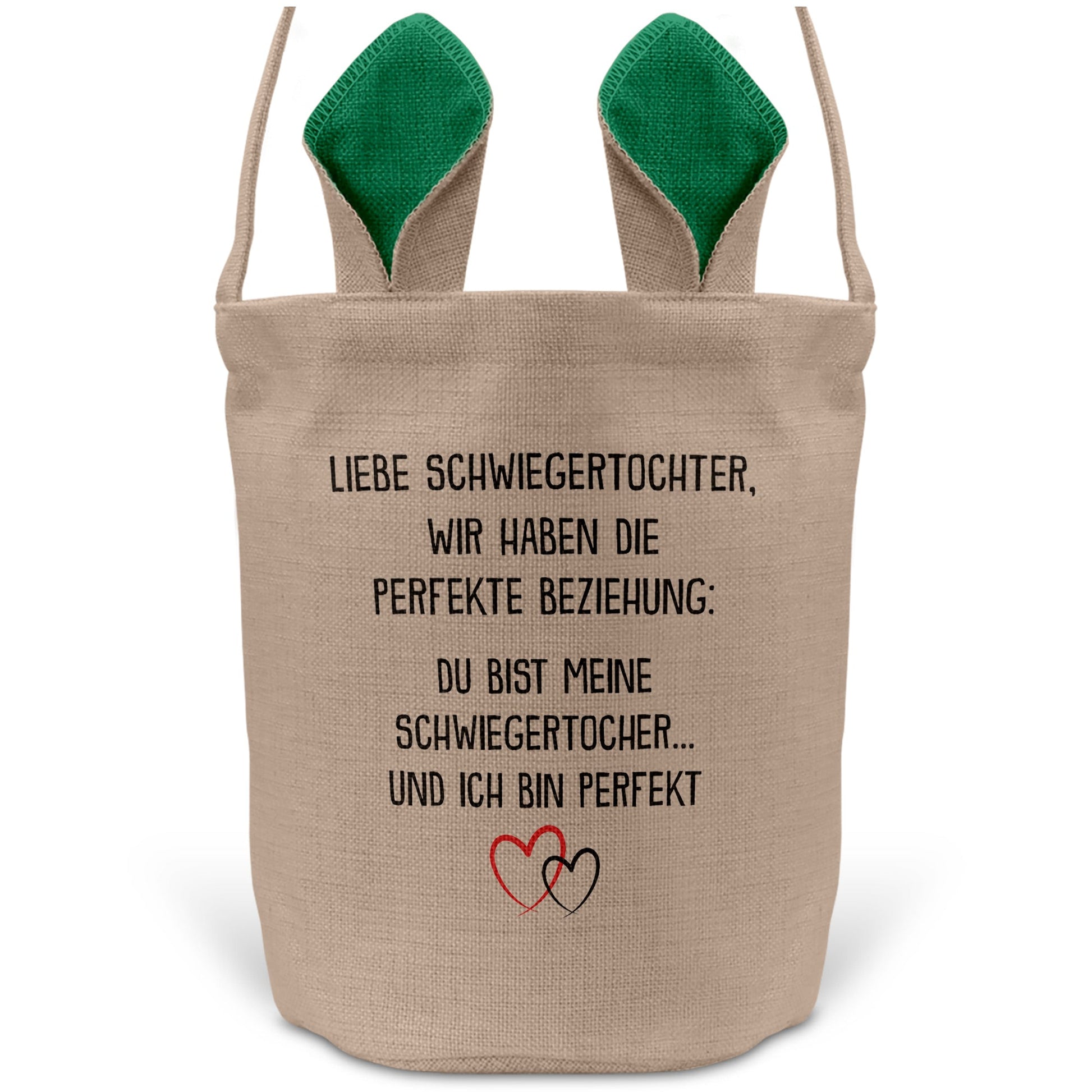 22Feels® Schwiegertochter Frauen Osterkorb mit Henkel Ostergeschenk Tragetasche Ostern Deko Osternest Körbchen Hasenohren (Beige/Grün)-Ostern Tragetasche-22Feels
